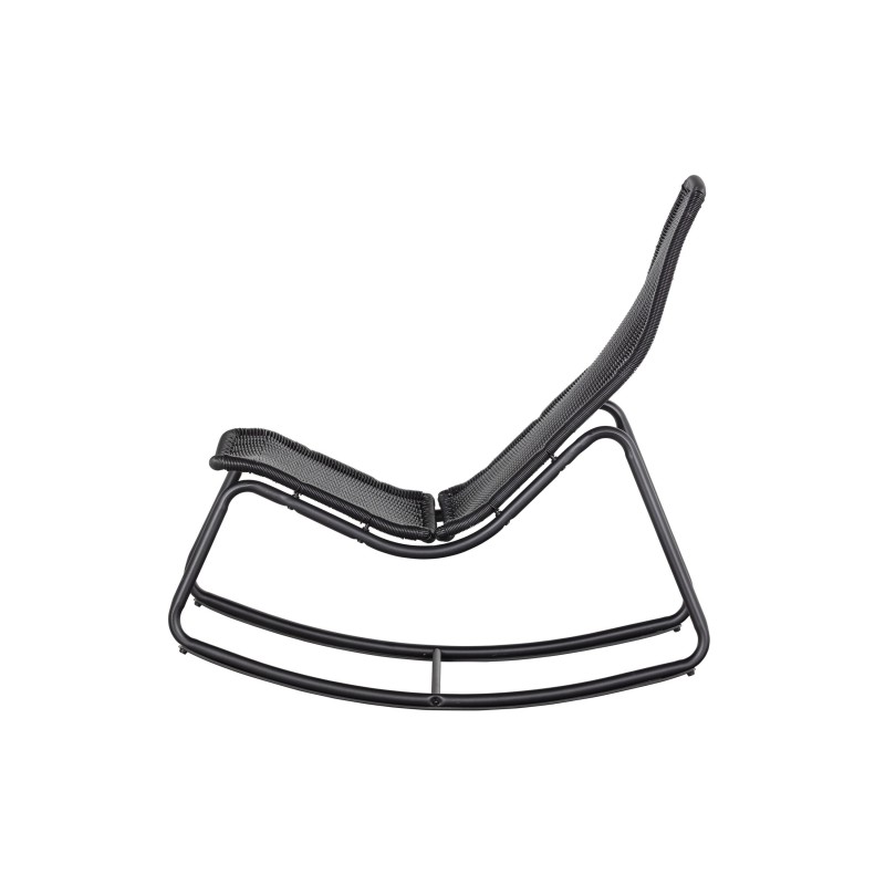 PLASTIC RATTAN ROCKING CHAIR BLACK OUTDOOR